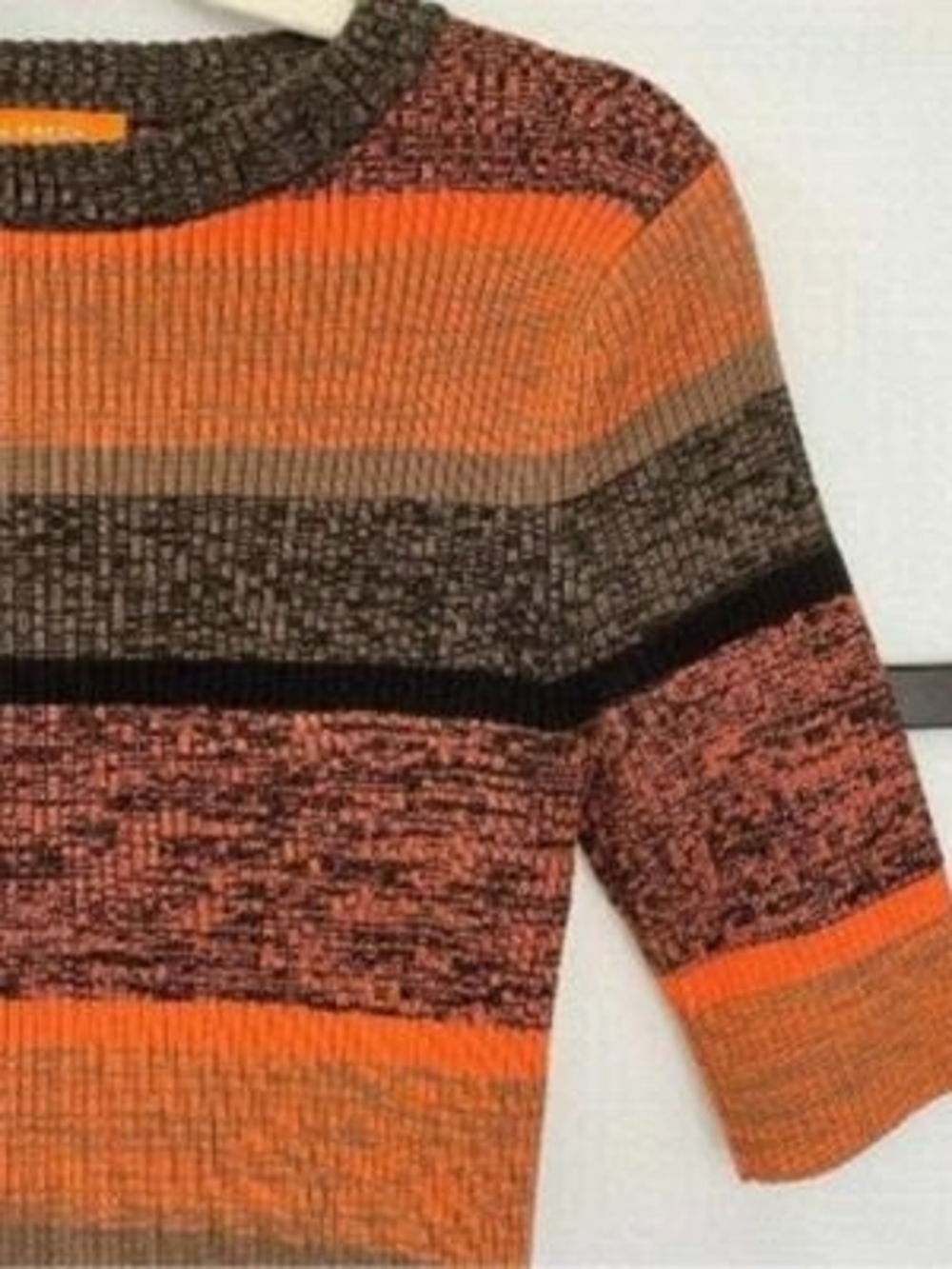 Joe Fresh Orange and Brown Striped Crewneck Sweater